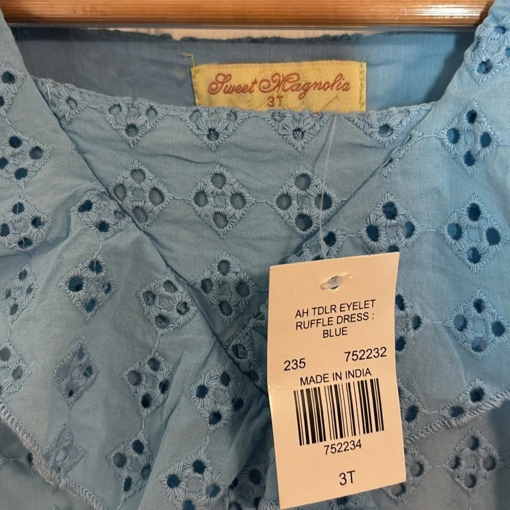 Sweet Magnolia Girls Blue Eyelet Dress, 3T